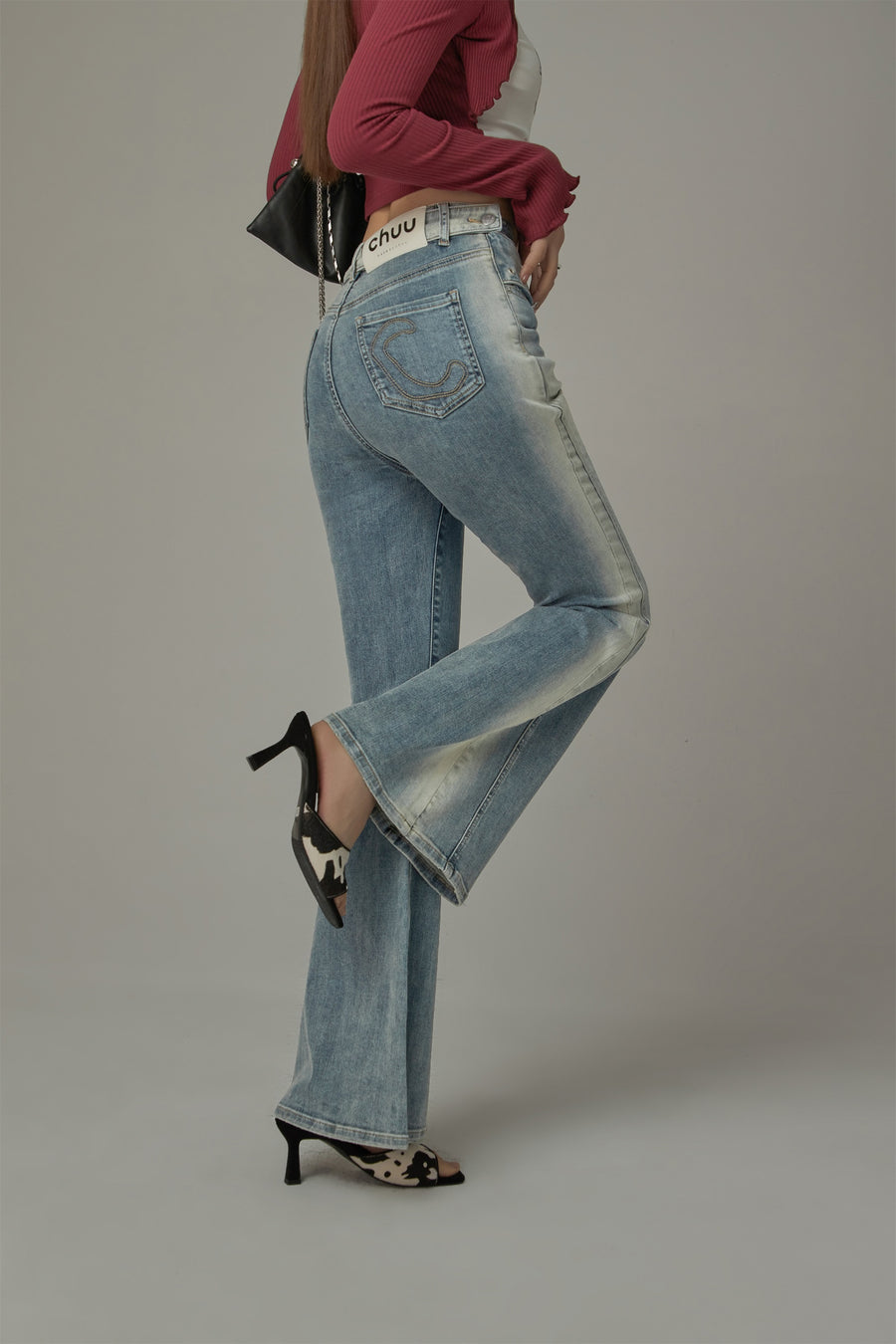 CHUU Washed Bootcut Denim Jeans