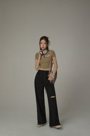 String Wide Slit Pants