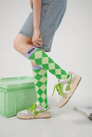 Diamond Check Mid-Calf Socks