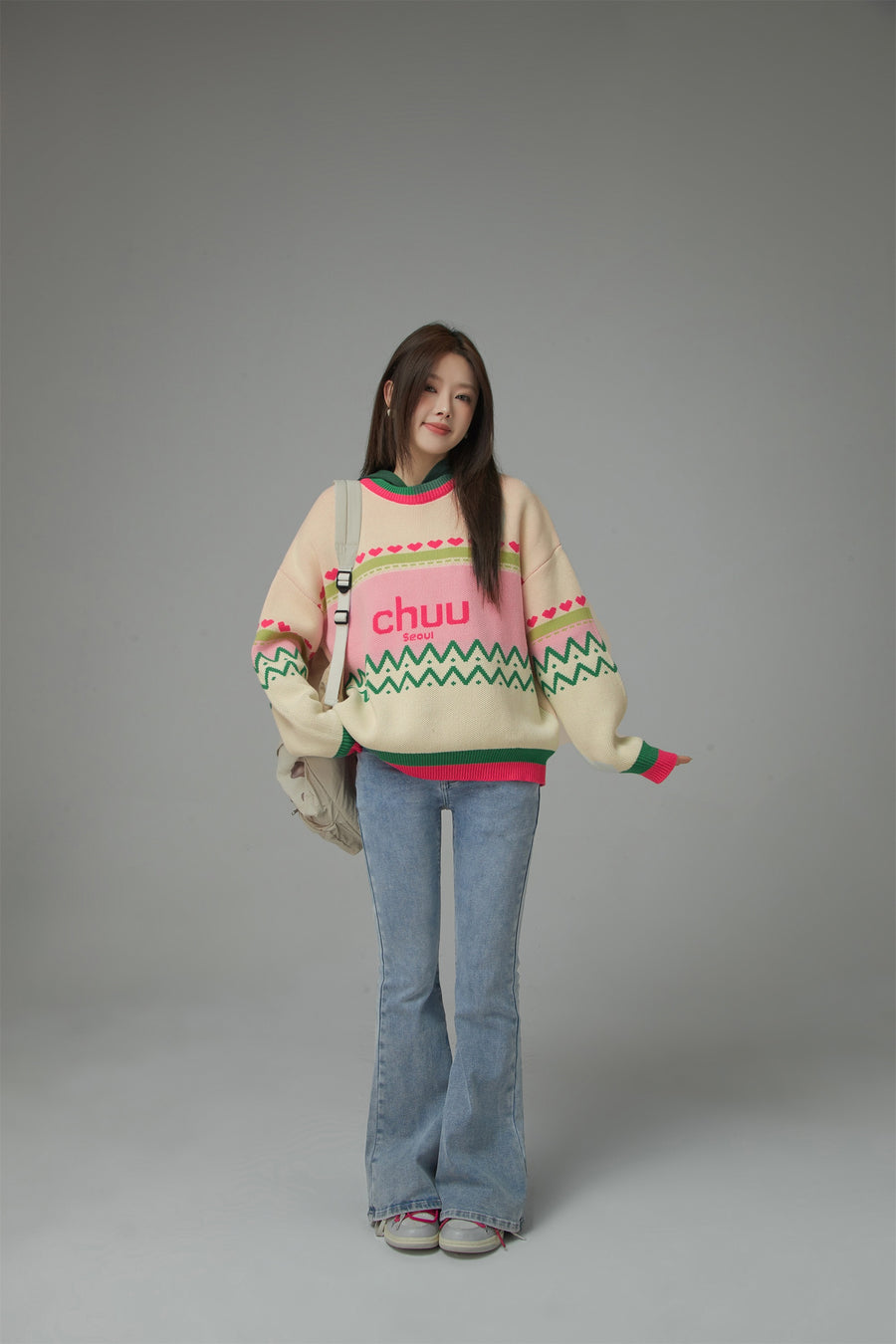 CHUU Feeling Festive Stripe Knit Sweater