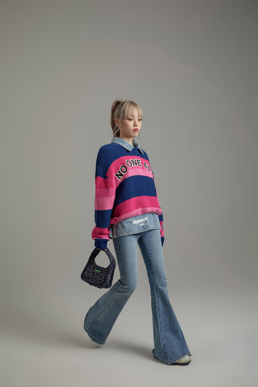 CHUU Striped Loose Fit Knit Sweater