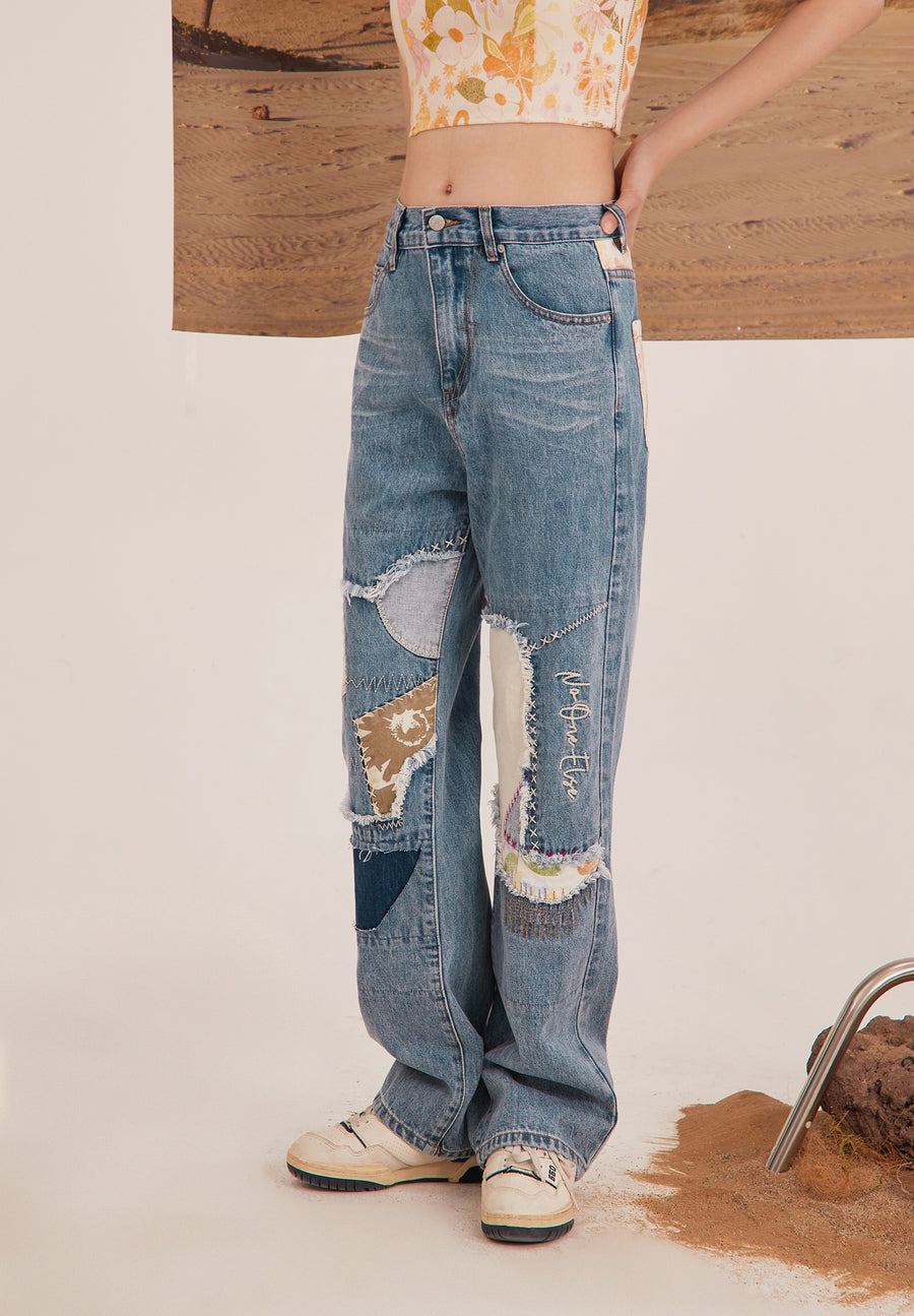 CHUU Patchwork Vintage Wide Jeans