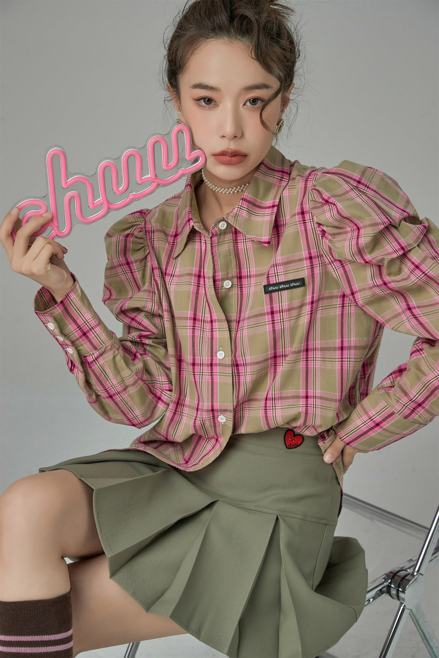 CHUU The Shape Of You Checkered Shirt