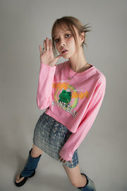 Waikiki Beach Long Sleeve Crop T-Shirt