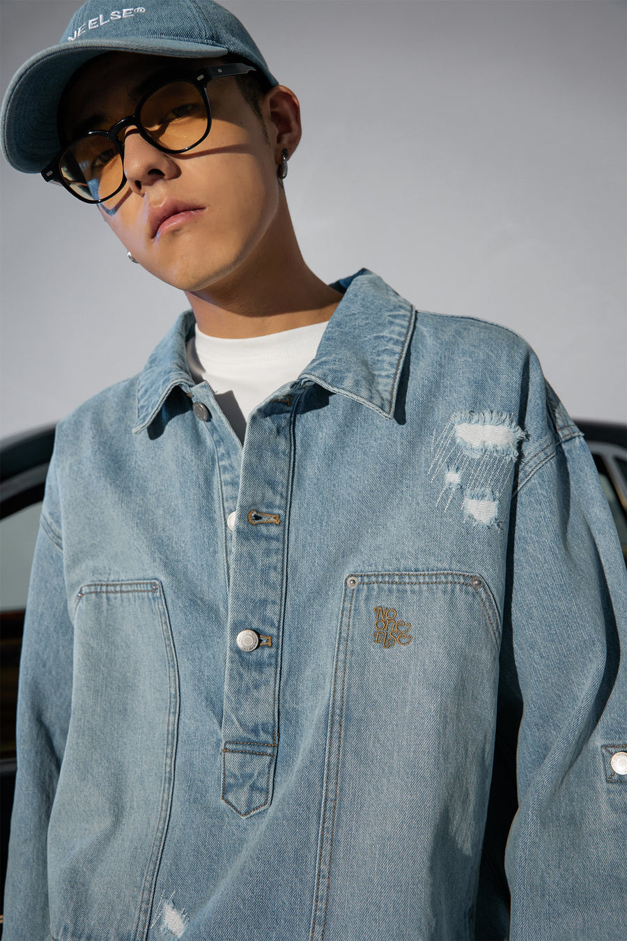 CHUU Loose Fit Washed Denim Shirt