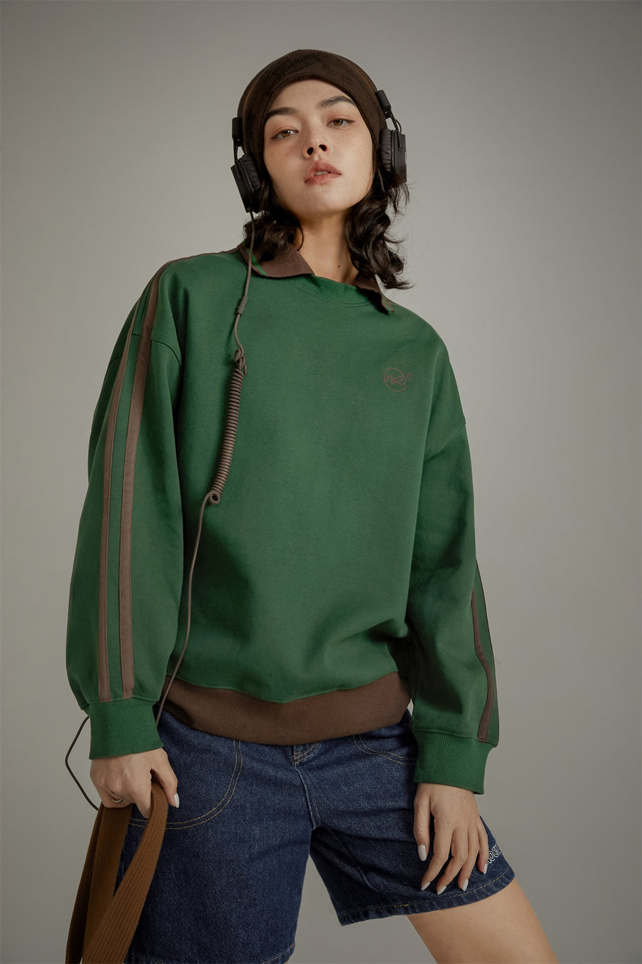 CHUU Polo Collar Loose Fit Sweatshirt