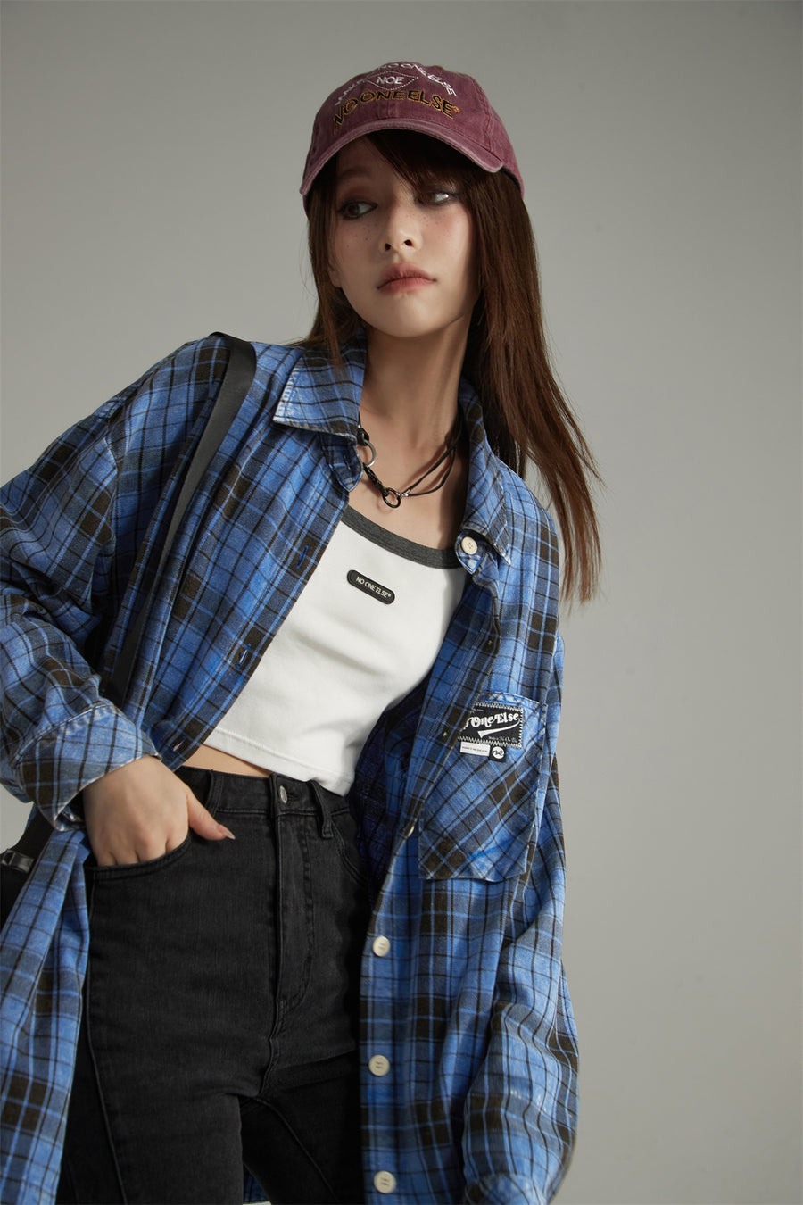 CHUU Vintage Check Button-Up Shirt