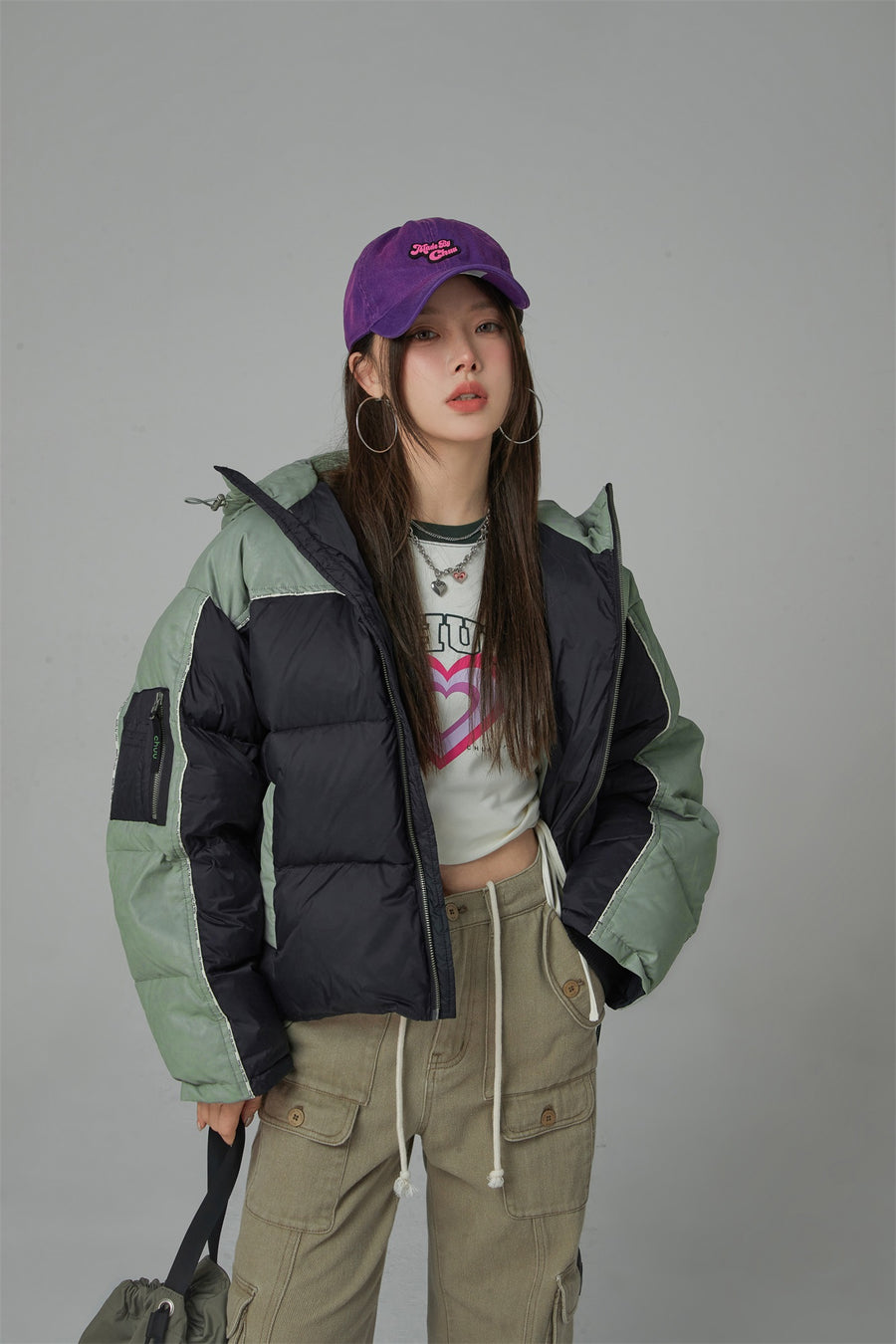 CHUU Two Tone Duck Down Puffer Coat