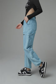 String Denim Jogger Pants