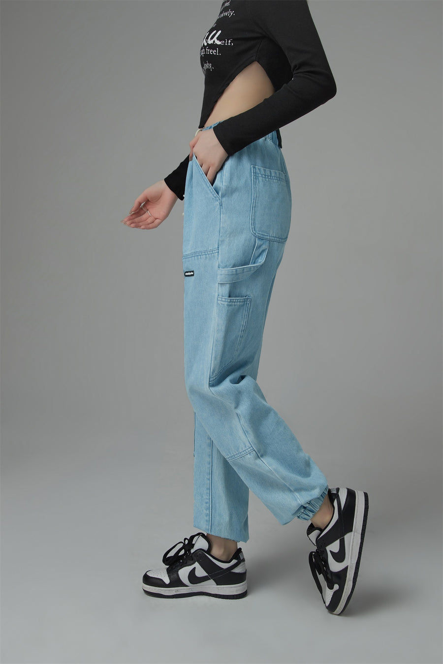 CHUU String Denim Jogger Pants