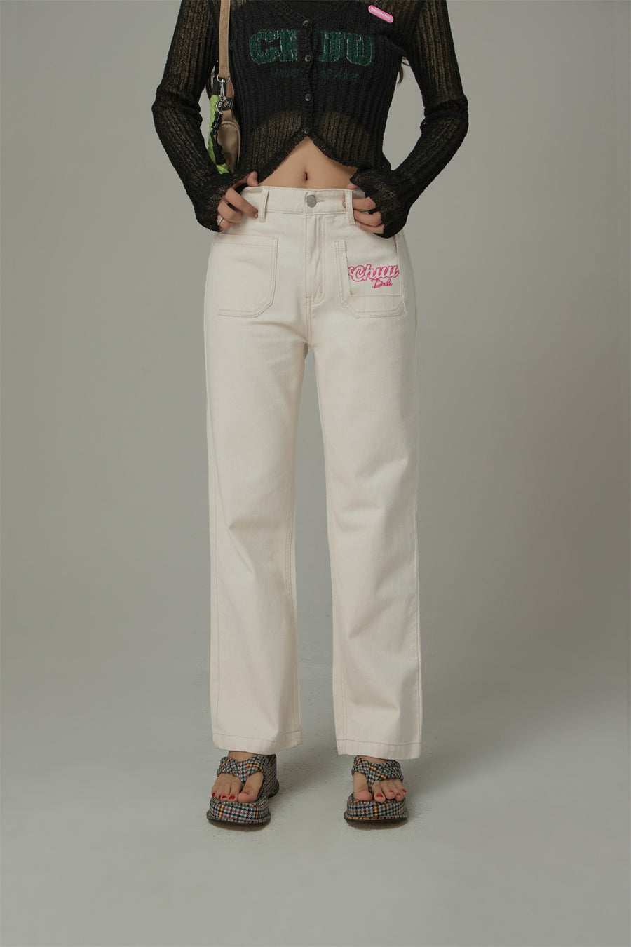 CHUU Embroidered Chuu Pocket Pants