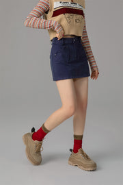 Heart Pocket Denim Mini Skirt