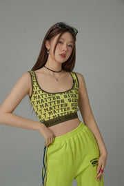 Size Doesnt Matter Lettering Cropped Sleeveless Top