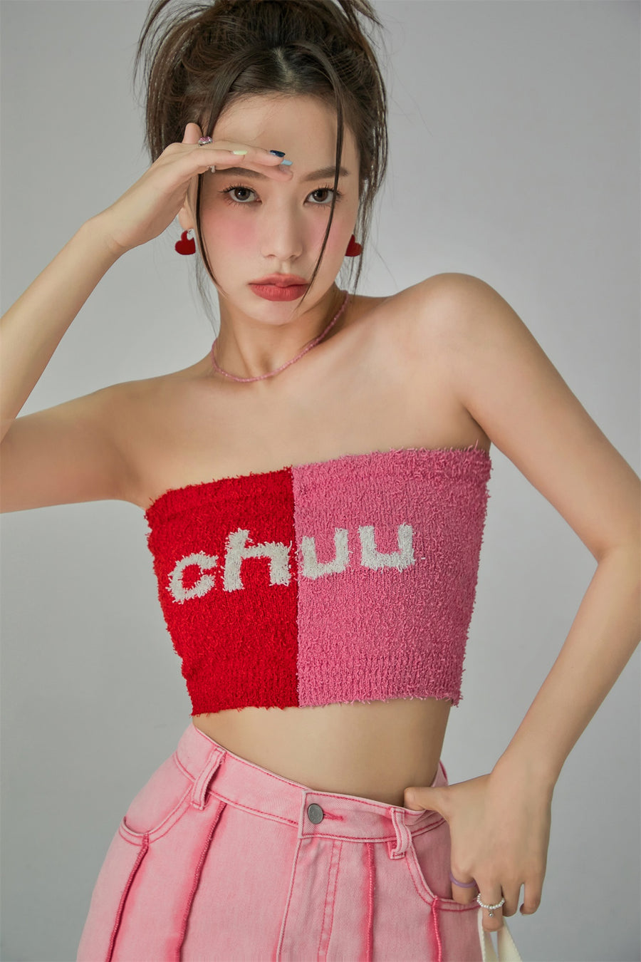 CHUU Bicolor Chuu Logo Tube Top