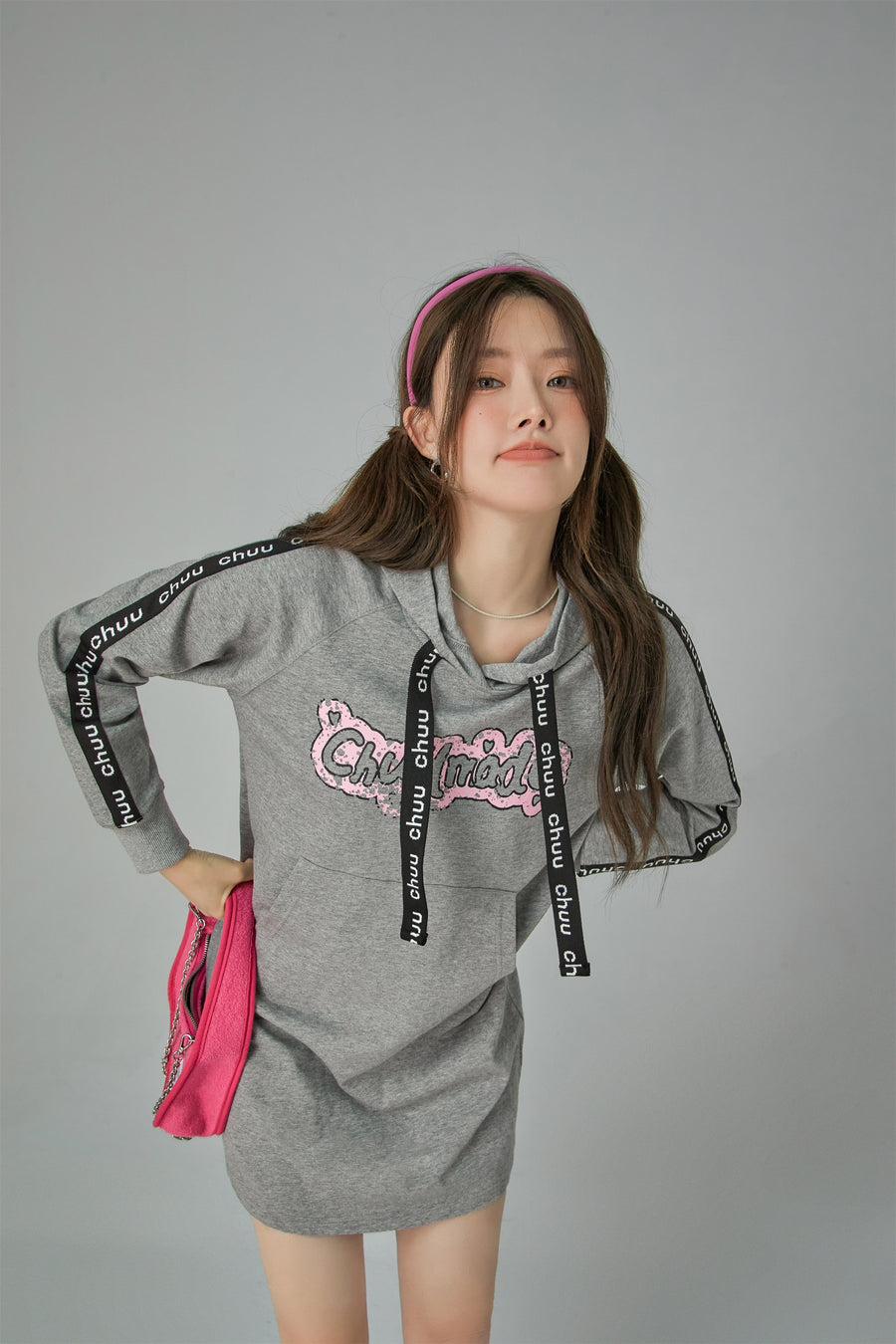 CHUU Front Pocket Hood Sweatshirt Mini Dress