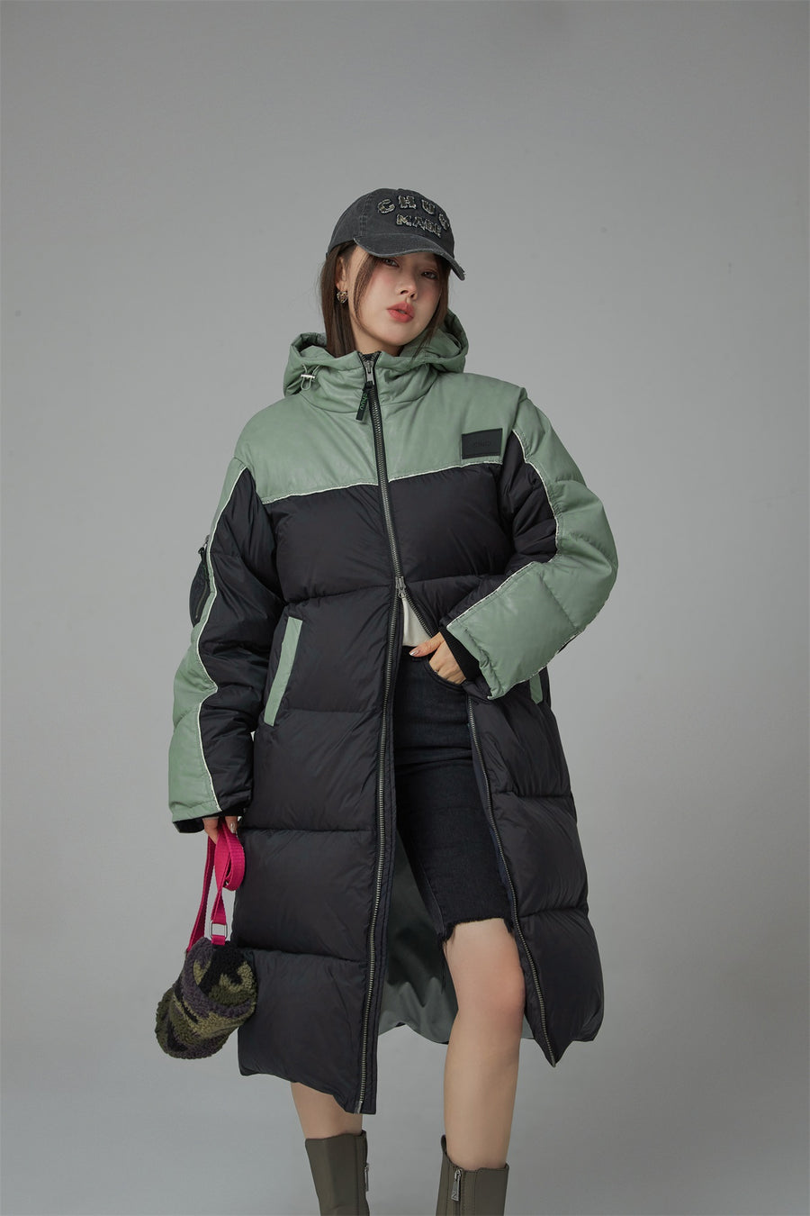 CHUU Hoodie Duck Down Long Padding Coat