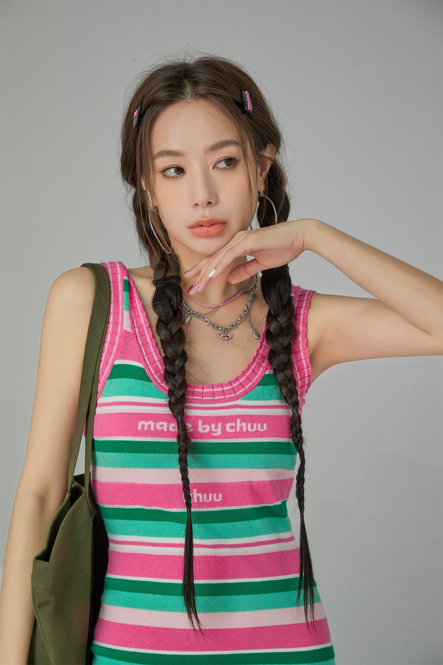 CHUU Rainbow Stripes Mini Dress