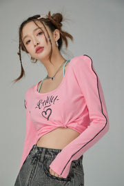 I Love Chuu Round Neck Puff Sleeve T-Shirt