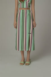 Rainbow Stripes Contrast Long Skirt