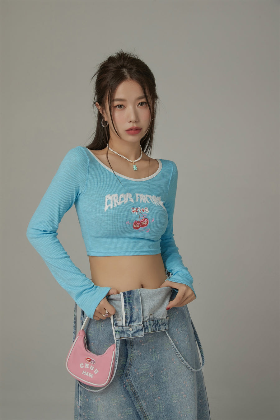 CHUU Circus Line Color Cropped T-Shirt