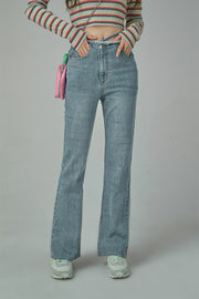 Waist Wrap Checkered Bootcut Jeans