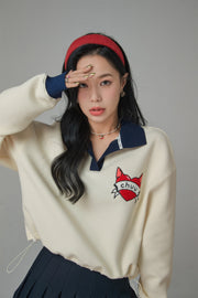 Relaxing Day Chuu Heart Embroidery Sweater