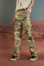 Camouflage High Waist Straight Pants