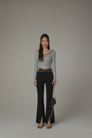 Slit Bootcut Crisscross Band Pants