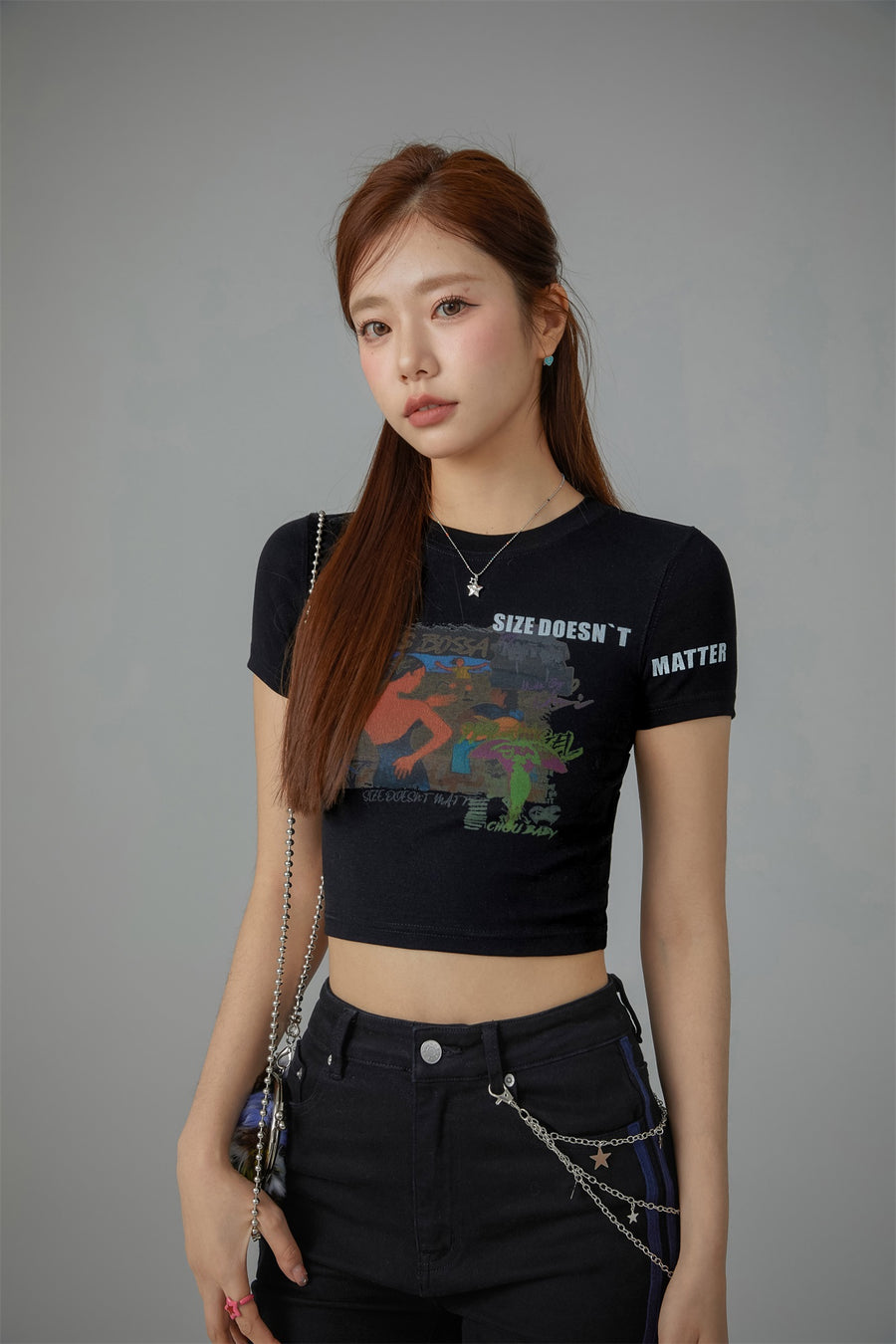 CHUU Size Doesnt Matter Beach Day Cropped T-Shirt