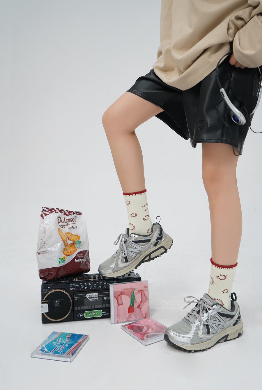 CHUU Lettering Print Socks