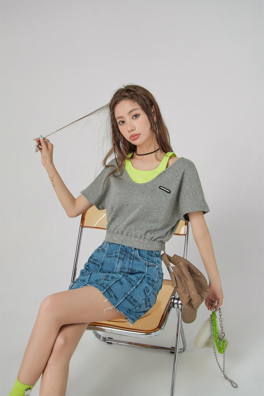 CHUU Two-Layer Crop Sport Top