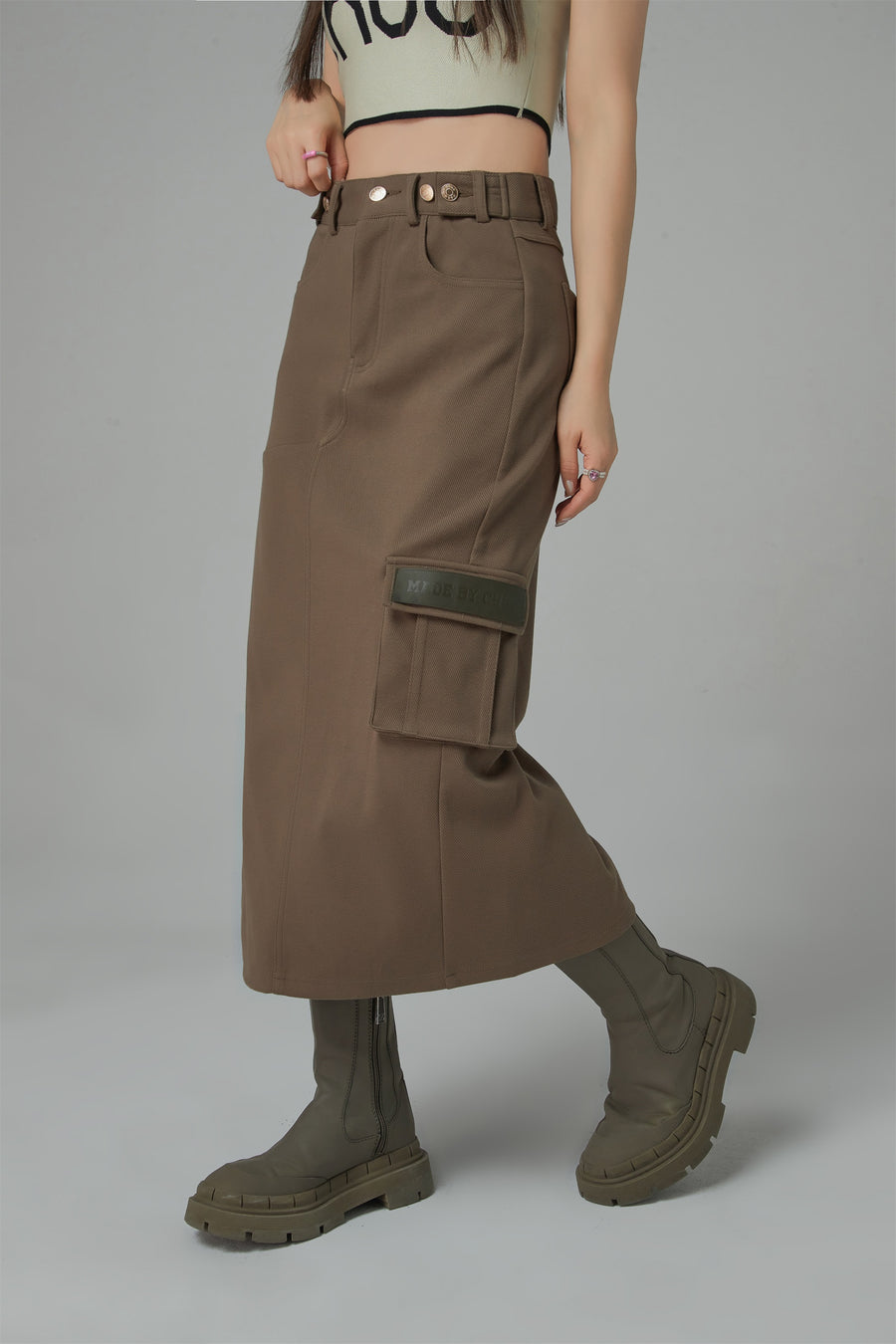 CHUU A New Thing Split A-Line Cargo Skirt