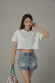 Colored By Chuu Printed Logo Cropped T-Shirt