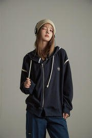 Casual Loose Fit Zip-Up Hoodie