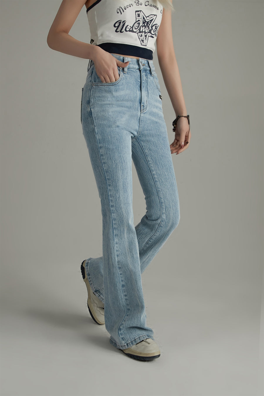 CHUU Washed Bootcut Denim Jeans