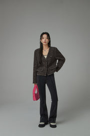 On The Moon Collarless Tweed Jacket