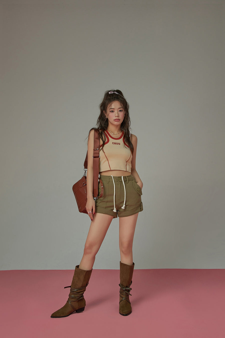 CHUU String Roll-Up Shorts