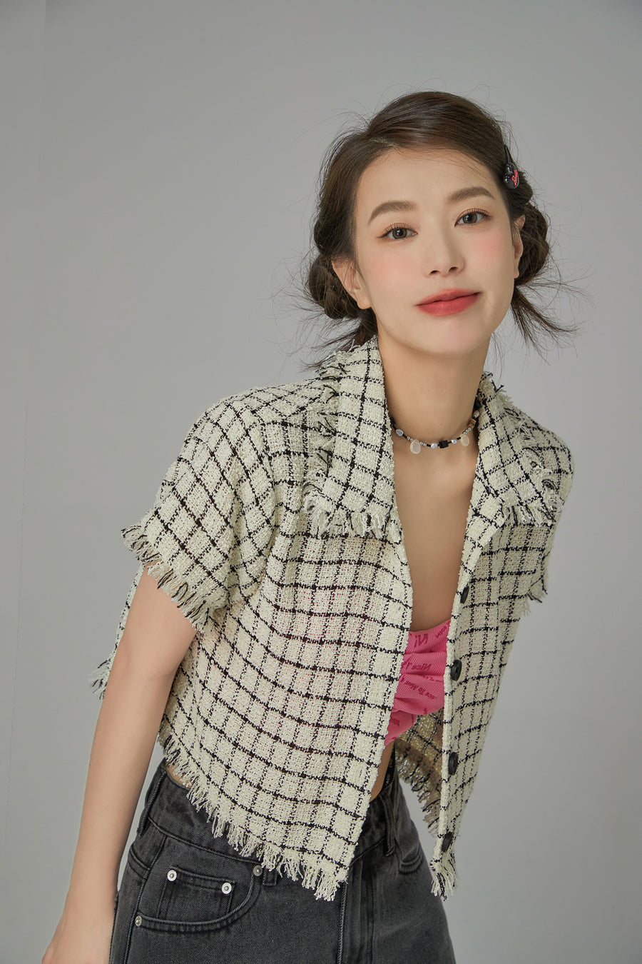 CHUU Raw Hem Short-Sleeves Summer Jacket