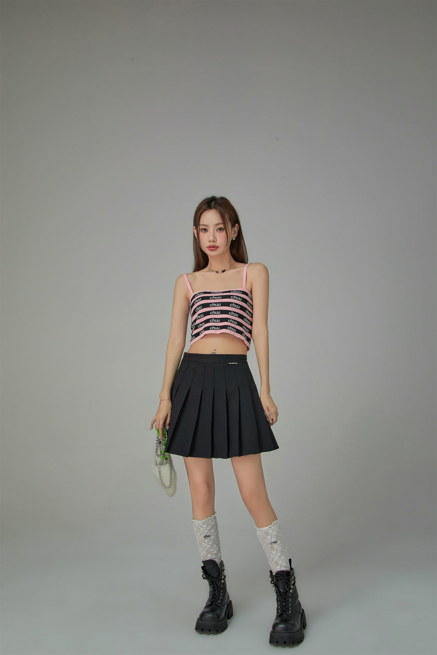 CHUU Chuu Logo Stripes Crop Cami Top