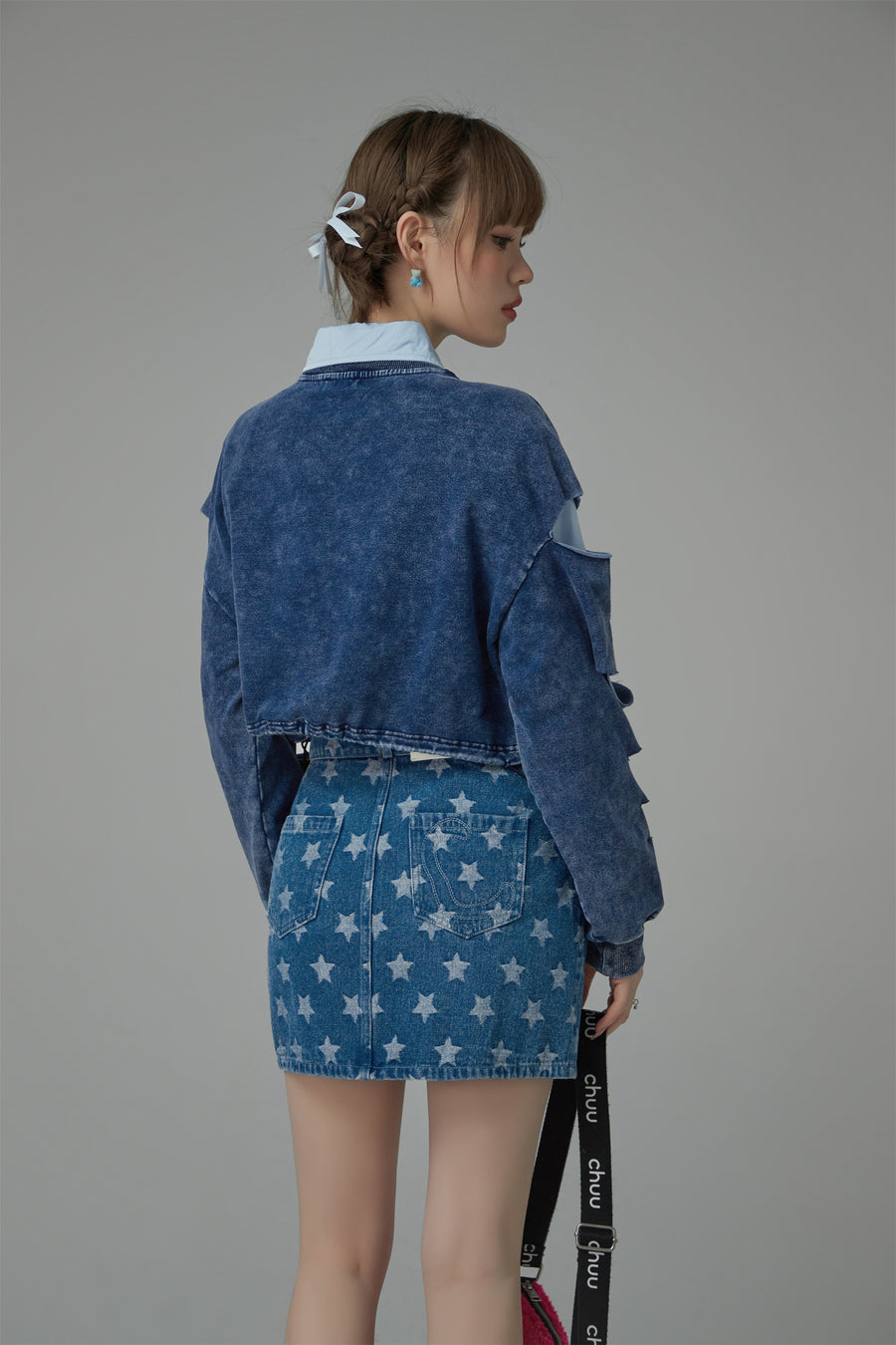 CHUU Star Denim Mini Skirt