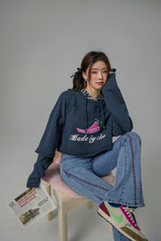 Just Fine Pink Chili Cropped Sweatshirt