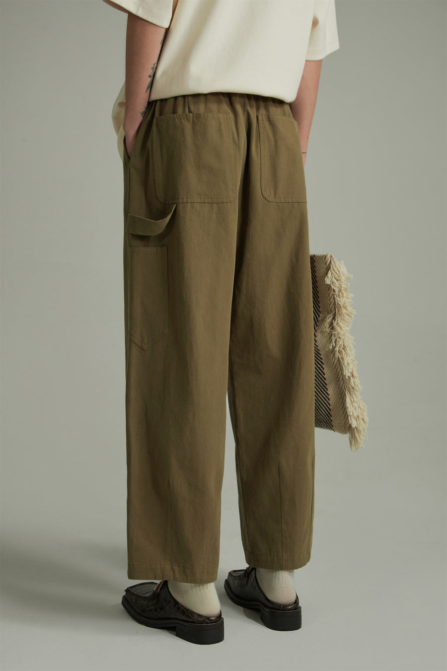 CHUU Cotton Ankle Cropped Wide Pants