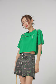 Stitches Lines Loosefit Crop Top