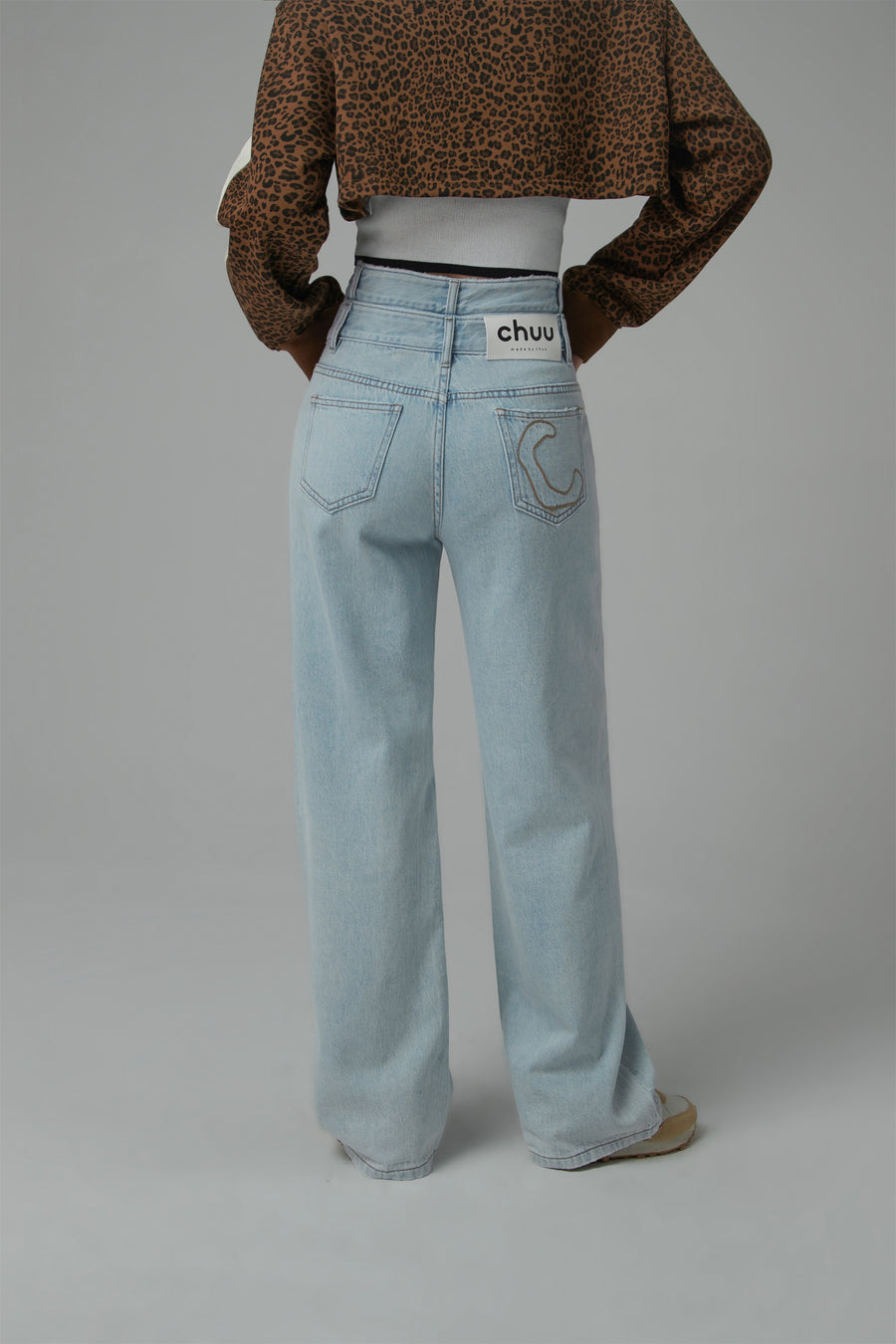 CHUU Two-Layer Illusion Wide Denim Jeans