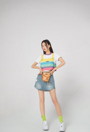 Rainbow Cropped Overall Top