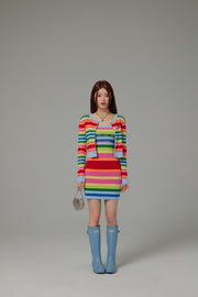 Rainbow Stripes Knit Cami Dress