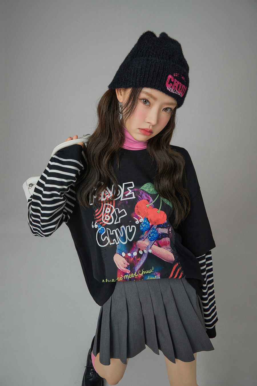 CHUU Cool Girl Stripe Colored T-Shirt