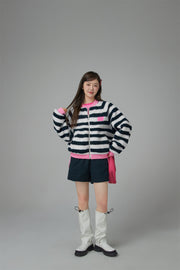 I Am The One Striped Loose-Fit Fleece Jacket