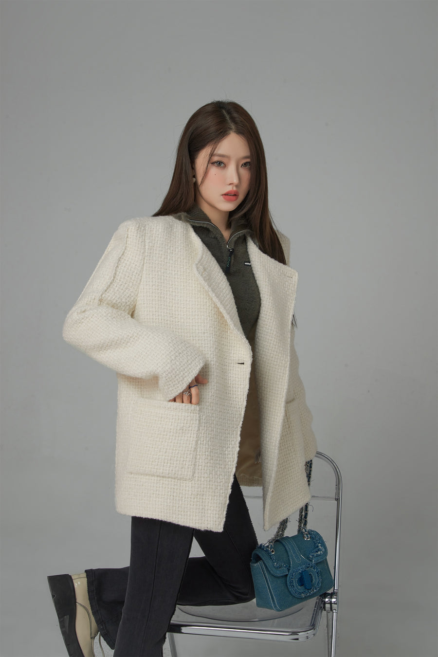 CHUU I Bloom And Grow Tweed Wool Jacket