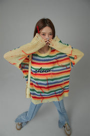 Rainbow Stripe Knit Sweater